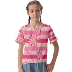 Floral-002 Kids  Cuff Sleeve Scrunch Bottom Tee