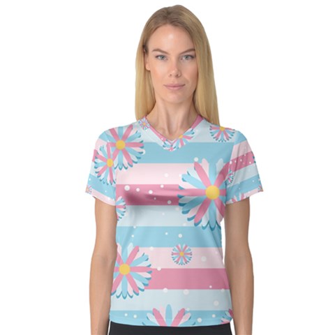 Flowers-023 V-neck Sport Mesh Tee by nateshop