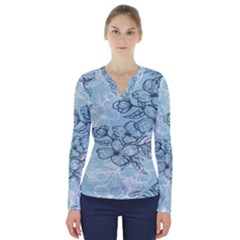 Flowers-25 V-neck Long Sleeve Top by nateshop