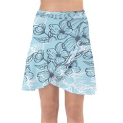 Flowers-25 Wrap Front Skirt by nateshop