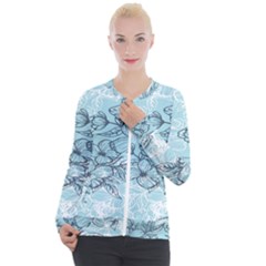 Flowers-25 Casual Zip Up Jacket