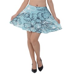 Flowers-25 Velvet Skater Skirt