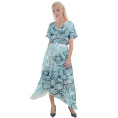 Flowers-25 Cross Front Sharkbite Hem Maxi Dress by nateshop