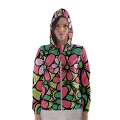 Flowers-27 Women s Hooded Windbreaker by nateshop