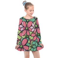 Flowers-27 Kids  Long Sleeve Dress by nateshop