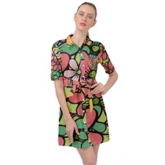 Flowers-27 Belted Shirt Dress by nateshop