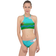 Frog Log Stream River Wallpaper Racer Front Bikini Set by Ravend