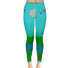 Frog Log Stream River Wallpaper Inside Out Leggings by Ravend