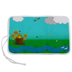 Frog Log Stream River Wallpaper Pen Storage Case (m)