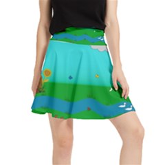 Frog Log Stream River Wallpaper Waistband Skirt by Ravend