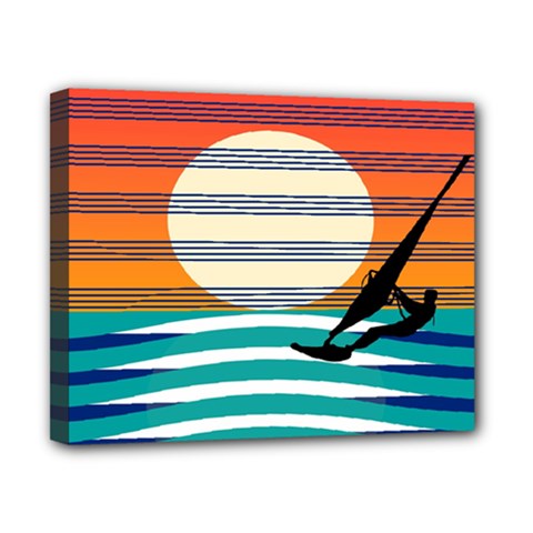 Waves Windsurfer Sun Canvas 10  X 8  (stretched)