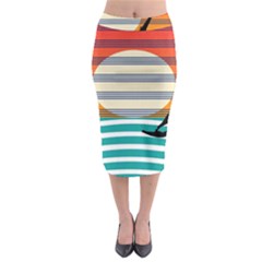 Waves Windsurfer Sun Midi Pencil Skirt