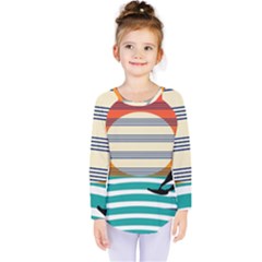 Waves Windsurfer Sun Kids  Long Sleeve Tee