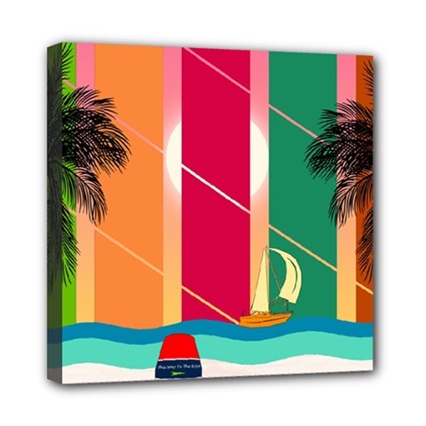 Beach Summer Wallpaper Mini Canvas 8  X 8  (stretched)