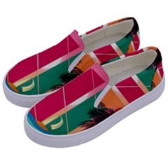 Beach Summer Wallpaper Kids  Canvas Slip Ons