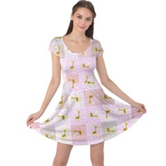 Giraffe Pattern Art Background Cap Sleeve Dress by Ravend