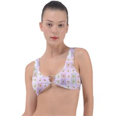 Giraffe Pattern Art Background Ring Detail Bikini Top