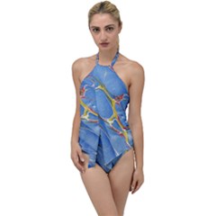 Art Marble Stone Rock Pattern Design Wallpaper Go With The Flow One Piece Swimsuit by Ravend