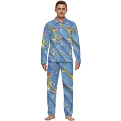 Art Marble Stone Rock Pattern Design Wallpaper Men s Long Sleeve Velvet Pocket Pajamas Set