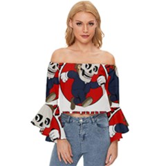 Halloween Off Shoulder Flutter Bell Sleeve Top by Sparkle