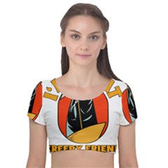 Halloween Velvet Short Sleeve Crop Top  by Sparkle