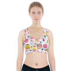 Cute Animals Cartoon Seamless Background Sports Bra With Pocket by danenraven