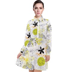 Doodle Flowers Hand Drawing Pattern Long Sleeve Chiffon Shirt Dress by danenraven