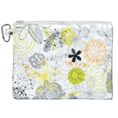 Doodle Flowers Hand Drawing Pattern Canvas Cosmetic Bag (xxl) by danenraven