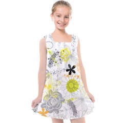 Doodle Flowers Hand Drawing Pattern Kids  Cross Back Dress by danenraven