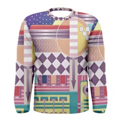 Abstract Shapes Colors Gradient Men s Long Sleeve Tee
