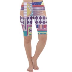 Abstract Shapes Colors Gradient Cropped Leggings 