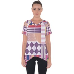 Abstract Shapes Colors Gradient Cut Out Side Drop Tee by Ravend