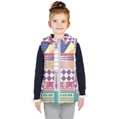 Abstract Shapes Colors Gradient Kids  Hooded Puffer Vest by Ravend