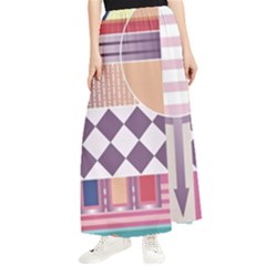 Abstract Shapes Colors Gradient Maxi Chiffon Skirt