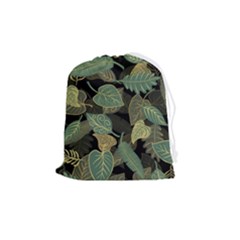 Autumn Fallen Leaves Dried Leaves Drawstring Pouch (medium) by Ravend