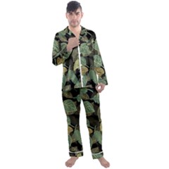 Autumn Fallen Leaves Dried Leaves Men s Long Sleeve Satin Pajamas Set