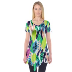 Sheets Drawing Pattern Nature Short Sleeve Tunic 