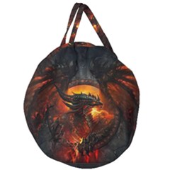 Red And Black Dragon Fire Giant Round Zipper Tote by danenraven