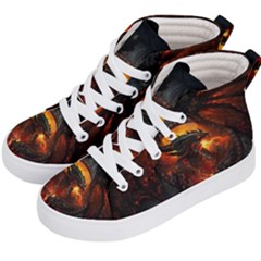 Red And Black Dragon Fire Kids  Hi-top Skate Sneakers by danenraven