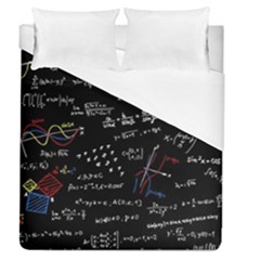 Black Background Text Overlay  Mathematics Formula Duvet Cover (queen Size) by danenraven