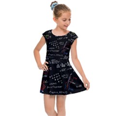 Black Background Text Overlay  Mathematics Formula Kids  Cap Sleeve Dress by danenraven