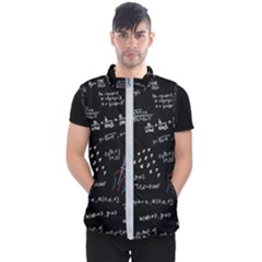 Black Background Text Overlay  Mathematics Formula Men s Puffer Vest by danenraven