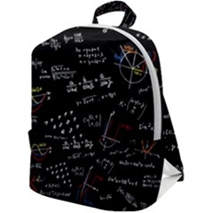 Black Background Text Overlay  Mathematics Formula Zip Up Backpack by danenraven