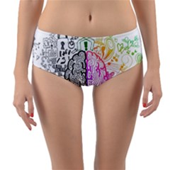 Anatomy Brain Head Medical Psychedelic  Skull Reversible Mid-waist Bikini Bottoms by danenraven