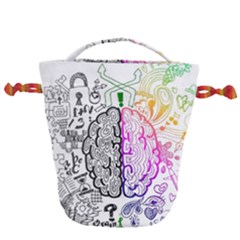 Anatomy Brain Head Medical Psychedelic  Skull Drawstring Bucket Bag by danenraven