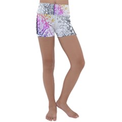 Anatomy Brain Head Medical Psychedelic  Skull Kids  Lightweight Velour Yoga Shorts by danenraven