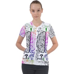 Anatomy Brain Head Medical Psychedelic  Skull Short Sleeve Zip Up Jacket by danenraven