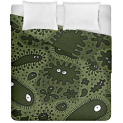 Green Bacteria Digital Wallpaper Eyes Look Biology Pattern Duvet Cover Double Side (california King Size) by danenraven