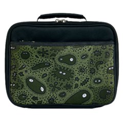 Green Bacteria Digital Wallpaper Eyes Look Biology Pattern Lunch Bag by danenraven