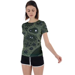 Green Bacteria Digital Wallpaper Eyes Look Biology Pattern Back Circle Cutout Sports Tee by danenraven